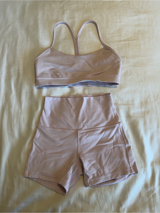 lululemon athletica Other - Lululemon women’s light pink sports bra and shorts matching workout set